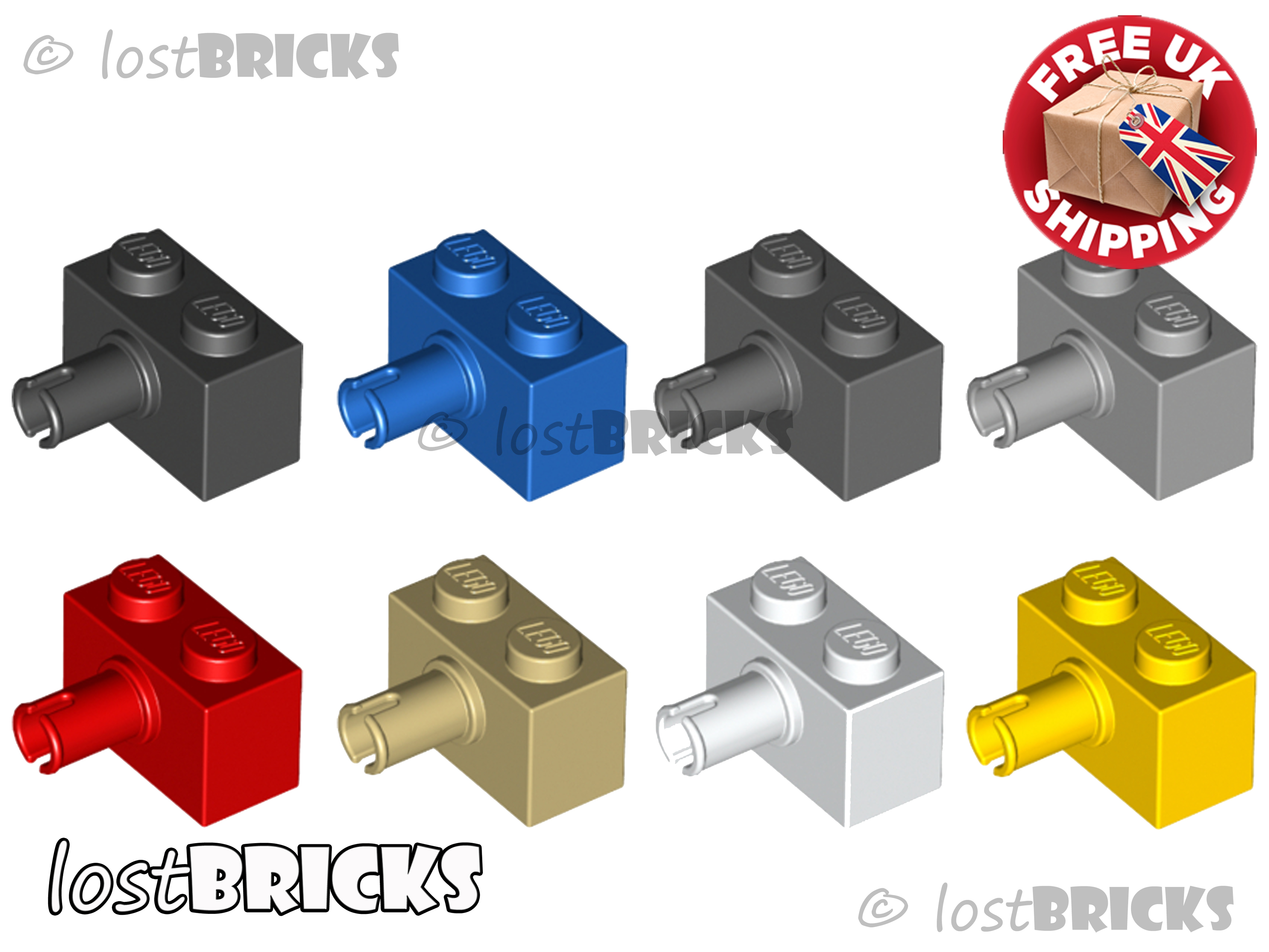 LEGO 2458 1X2 Brick with Pin FREE P&P! Select Colour 
