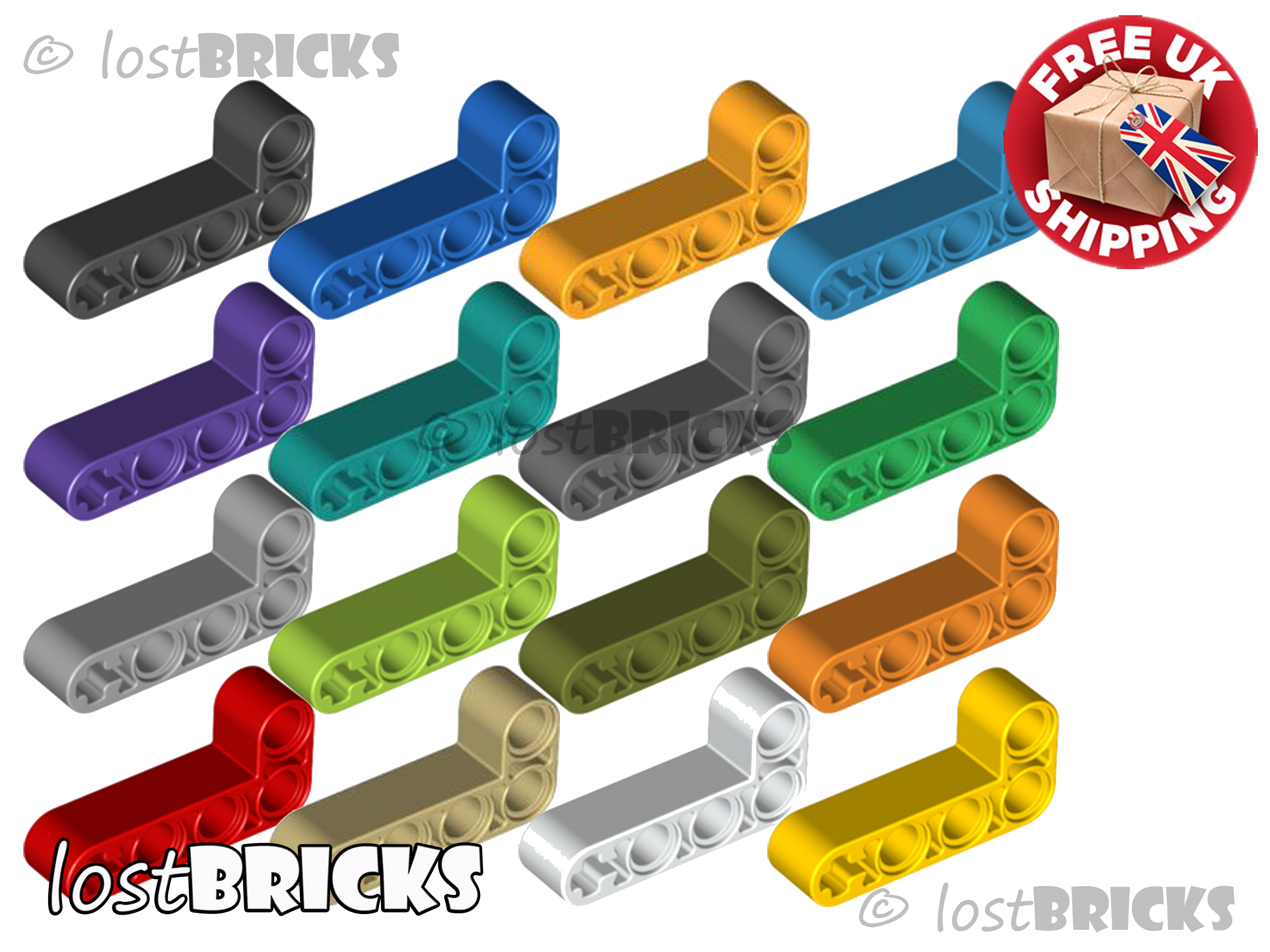 32140 24 # Lego Technic Liftarm 2x4 Black 15 Piece