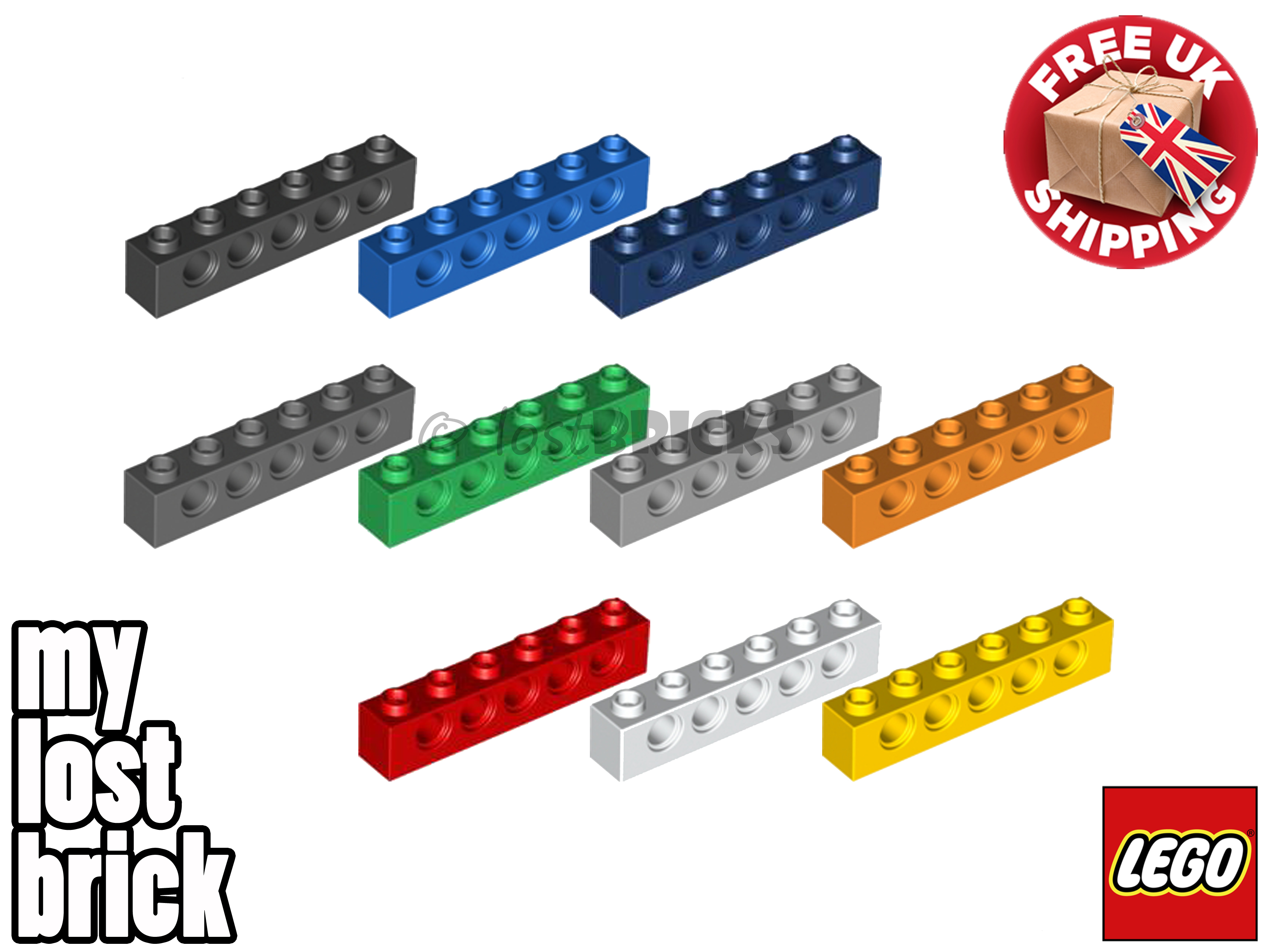 Lego 6 x 1 x 1 Technic Brick Part 3894 Choose Colour Free UK Postage